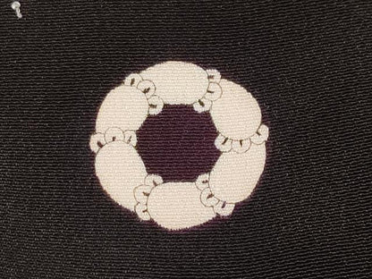 平和屋本店●極上 アンティーク 大正ロマン 振袖・長襦袢セット 駒刺繍 御所車枝花文 黒地 金彩 逸品 CYAA4181s6