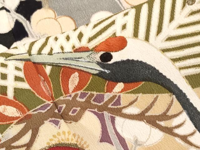 平和屋本店●極上 アンティーク 大正ロマン 振袖・長襦袢セット 駒刺繍 宝船 暈し染め 金糸 逸品 CYAA4182s6