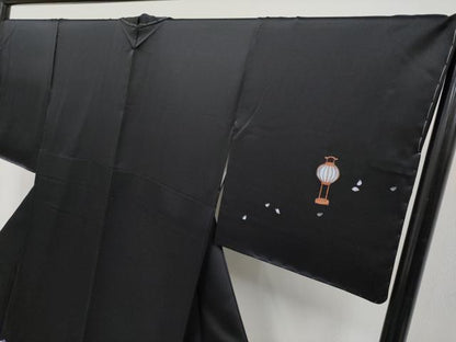 平和屋本店●極上　訪問着　手描き　人物文　黒地　逸品　未使用　CYAA4183s6