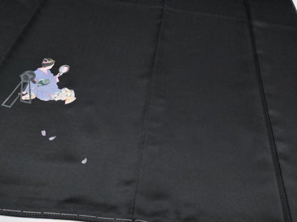 平和屋本店●極上　訪問着　手描き　人物文　黒地　逸品　未使用　CYAA4183s6