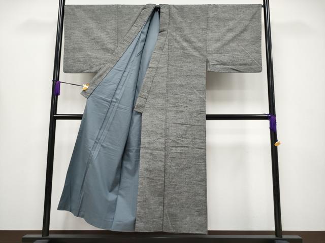 平和屋本店●極上 男性 紬 アンサンブル キングサイズ 色無地 鈍色地 逸品 CYAA4187s6