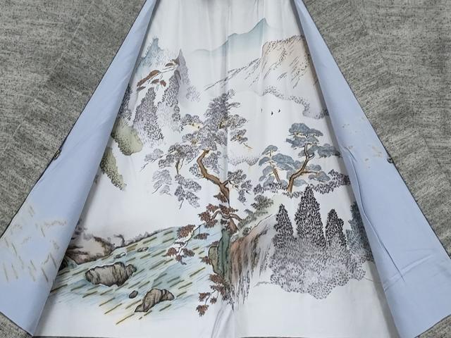 平和屋本店●極上 男性 紬 アンサンブル キングサイズ 色無地 鈍色地 逸品 CYAA4187s6