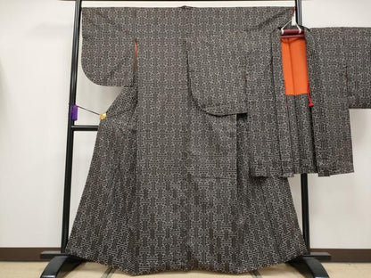 平和屋着物●希少　本場大島紬　龍郷絣　秋名バラ　アンサンブル　逸品　CYAA4189s6
