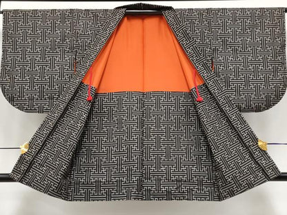 平和屋着物●希少　本場大島紬　龍郷絣　秋名バラ　アンサンブル　逸品　CYAA4189s6