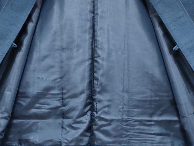 平和屋着物●極上　男性　紬　アンサンブル　色無地　深縹色地　逸品　CYAA4190s6