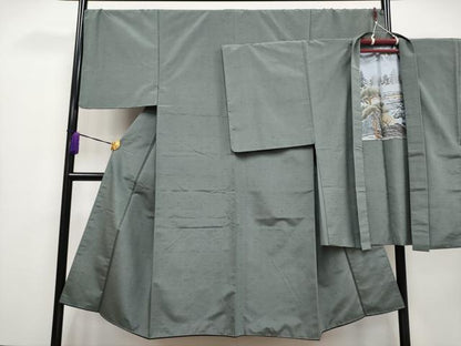 平和屋着物●極上　男性　紬　アンサンブル　色無地　豆がら茶色地　逸品　CYAA4197s6