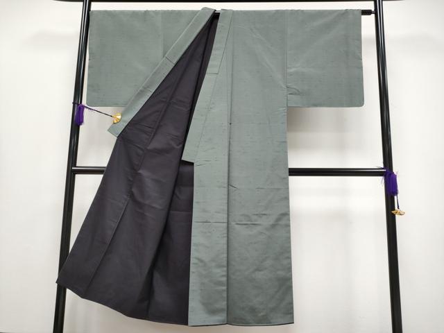 平和屋着物●極上　男性　紬　アンサンブル　色無地　豆がら茶色地　逸品　CYAA4197s6