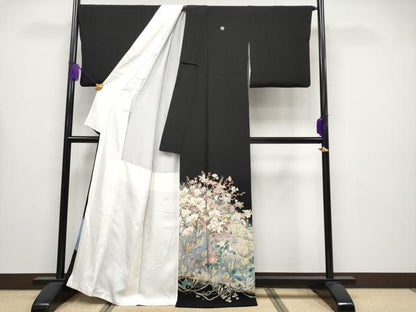 平和屋本店●極上 本加賀友禅作家 宮野勇造 黒留袖 枝花文 暈し染め 逸品 CYAA4202s6