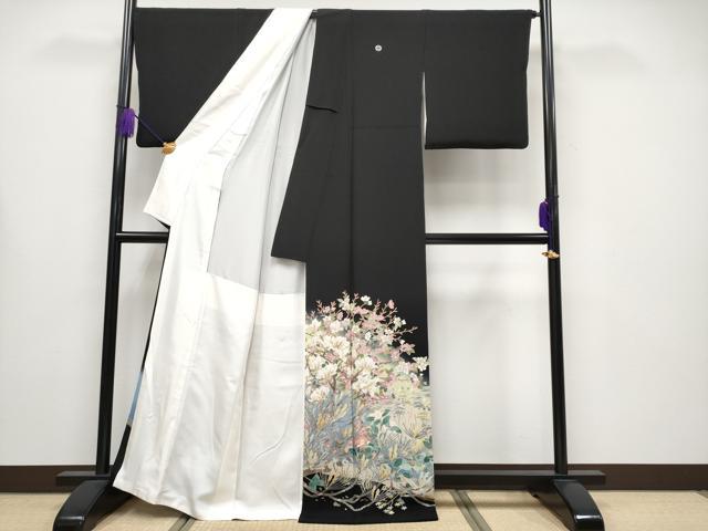 平和屋本店●極上 本加賀友禅作家 宮野勇造 黒留袖 枝花文 暈し染め 逸品 CYAA4202s6