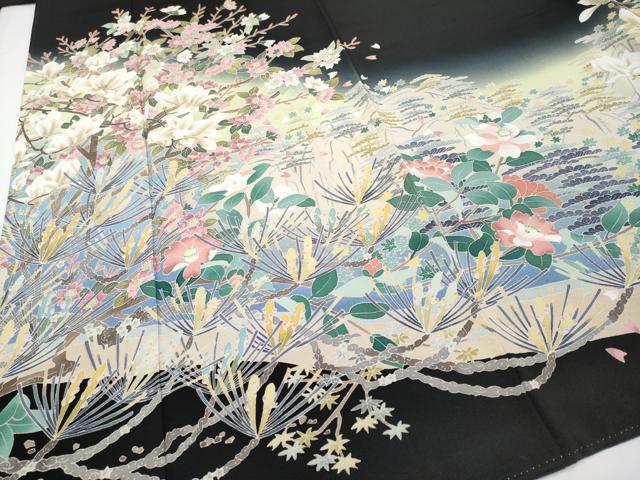 平和屋本店●極上 本加賀友禅作家 宮野勇造 黒留袖 枝花文 暈し染め 逸品 CYAA4202s6