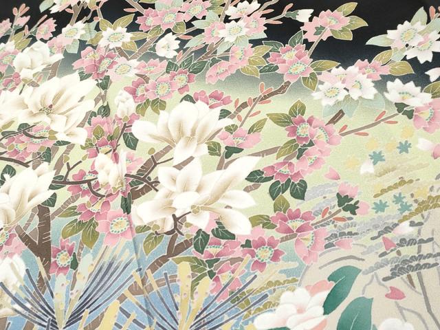 平和屋本店●極上 本加賀友禅作家 宮野勇造 黒留袖 枝花文 暈し染め 逸品 CYAA4202s6