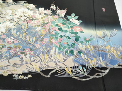 平和屋本店●極上 本加賀友禅作家 宮野勇造 黒留袖 枝花文 暈し染め 逸品 CYAA4202s6
