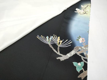 平和屋本店●極上 本加賀友禅作家 宮野勇造 黒留袖 枝花文 暈し染め 逸品 CYAA4202s6