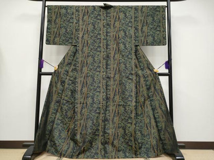 平和屋着物●極上　本場大島紬　笹竹文　まるやま扱い　逸品　CYAA4210s6