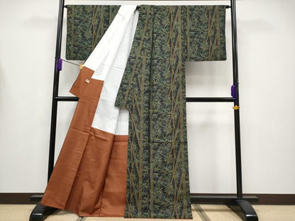 平和屋着物●極上　本場大島紬　笹竹文　まるやま扱い　逸品　CYAA4210s6