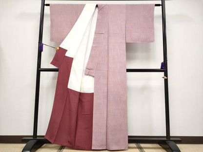 平和屋着物●極上　人間国宝 小宮康孝　江戸小紋　竹縞　蘇芳色×白　逸品　未使用　CYAA4212s6