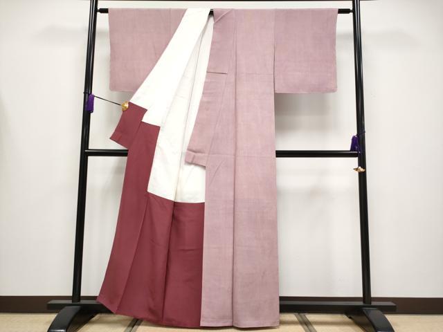 平和屋着物●極上　人間国宝 小宮康孝　江戸小紋　竹縞　蘇芳色×白　逸品　未使用　CYAA4212s6