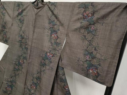 平和屋着物●極上　本場大島紬　9マルキ　枝花文　逸品　未使用　CYAA4213s6