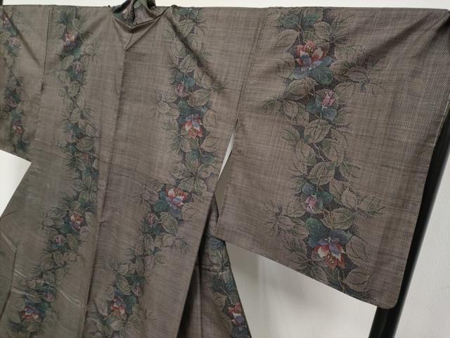 平和屋着物●極上　本場大島紬　9マルキ　枝花文　逸品　未使用　CYAA4213s6