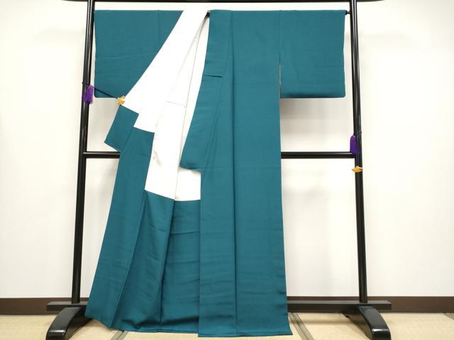 平和屋着物●極上　色無地　皇室献上絹　小忌染　高麗納戸色　今上天皇陛下大賞祭謹製　反端付き　逸品　CYAA4215s6