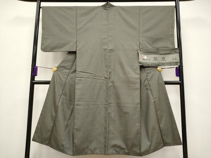 平和屋着物●極上　男性　西陣　お召　吉野間道　草衣　茶喜謹製　反端付き　CYAA4217s6