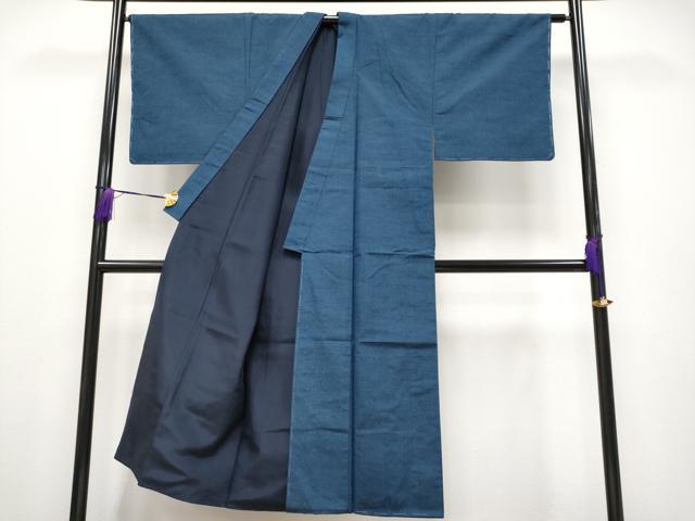 平和屋着物●極上　男性　紬　色無地　濃紺地　逸品　未使用　CYAA4218s6