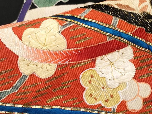 平和屋着物●極上　アンティーク　大正ロマン　振袖　駒刺繍　檜扇吉祥花文　金彩　逸品　CYAA4220s6