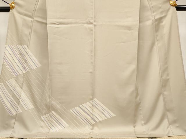 平和屋本店▽極上 洗える最高級着物 ＜英＞はなぶさ謹製 訪問着 単衣 吉祥文 金彩 白橡色地 逸品 CYAA4223s6