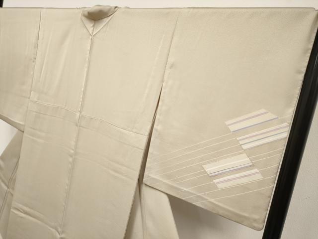 平和屋本店▽極上 洗える最高級着物 ＜英＞はなぶさ謹製 訪問着 単衣 吉祥文 金彩 白橡色地 逸品 CYAA4223s6