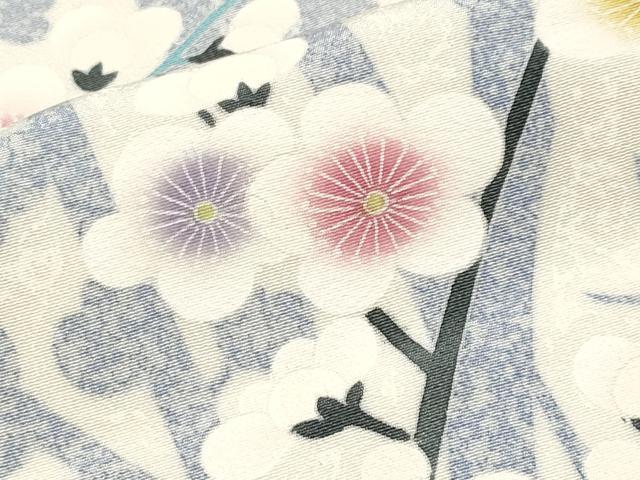 平和屋本店●極上　田中勇吉の弟子　日本工芸会正会員　吉田喜八郎　訪問着　裏菊枝梅文　練色地　逸品　CYAA4228s6