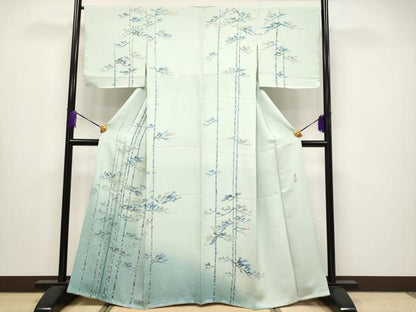 平和屋着物●極上　訪問着　友禅　作家物　枝松文　暈し染め　柳鼠色地　逸品　未使用　CYAA4229s6