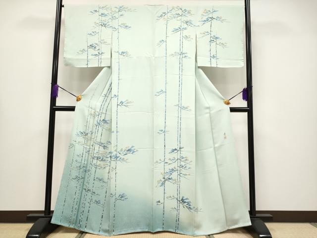 平和屋着物●極上　訪問着　友禅　作家物　枝松文　暈し染め　柳鼠色地　逸品　未使用　CYAA4229s6