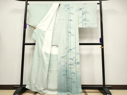 平和屋着物●極上　訪問着　友禅　作家物　枝松文　暈し染め　柳鼠色地　逸品　未使用　CYAA4229s6