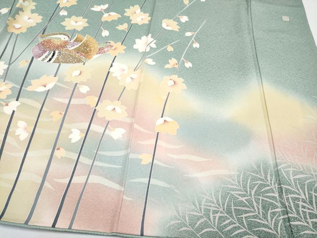平和屋着物●極上　訪問着　作家物　鴛鴦　暈し染め　金彩　薄青色地　逸品　CYAA4230s6