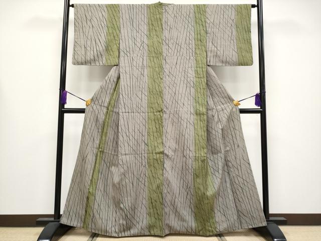 平和屋着物●極上　伝統工芸士　七代目　吉澤与市　紬　間道　逸品　CYAA4232s6