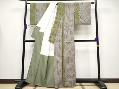 平和屋着物●極上　伝統工芸士　七代目　吉澤与市　紬　間道　逸品　CYAA4232s6