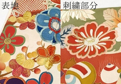 平和屋着物●極上　アンティーク　大正ロマン　振袖　雪輪双鶴花丸文　黒地　金彩　逸品　CYAA4234s6