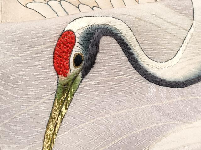平和屋本店●極上　アンティーク　大正ロマン　振袖　手描き　人物船飛鶴文　暈し染め　金彩　逸品　CYAA4235s6