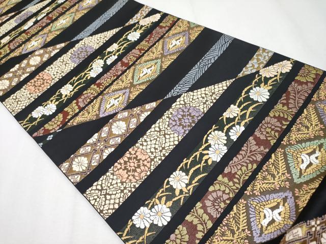 平和屋着物●極上　六通柄袋帯　麗粋唐織　双鶴花文　黒地　金糸　逸品　CYAA4249s6