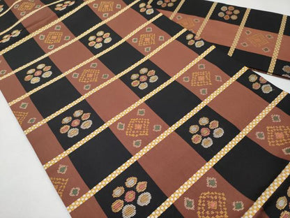 平和屋着物●極上　1854年創業　帯屋捨松　九寸名古屋帯　格子花文　金糸　逸品　未使用　CYAA4258s6