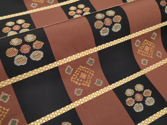 平和屋着物●極上　1854年創業　帯屋捨松　九寸名古屋帯　格子花文　金糸　逸品　未使用　CYAA4258s6