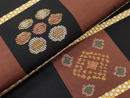 平和屋着物●極上　1854年創業　帯屋捨松　九寸名古屋帯　格子花文　金糸　逸品　未使用　CYAA4258s6