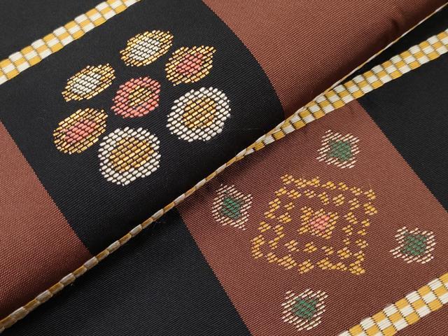平和屋着物●極上　1854年創業　帯屋捨松　九寸名古屋帯　格子花文　金糸　逸品　未使用　CYAA4258s6