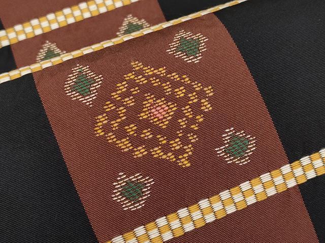 平和屋着物●極上　1854年創業　帯屋捨松　九寸名古屋帯　格子花文　金糸　逸品　未使用　CYAA4258s6