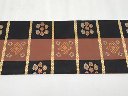 平和屋着物●極上　1854年創業　帯屋捨松　九寸名古屋帯　格子花文　金糸　逸品　未使用　CYAA4258s6