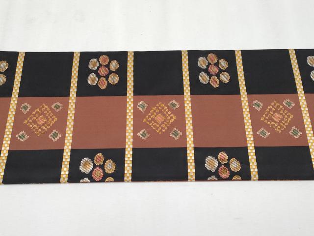 平和屋着物●極上　1854年創業　帯屋捨松　九寸名古屋帯　格子花文　金糸　逸品　未使用　CYAA4258s6