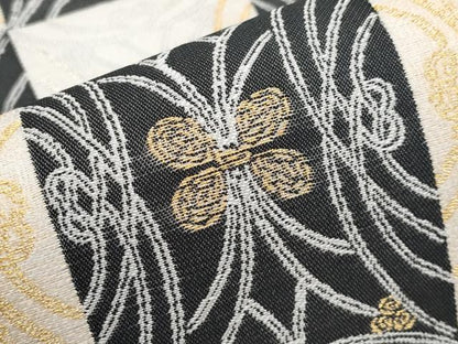 平和屋着物●極上　世界的友禅作家　千地泰弘　スリーシーズン　九寸名古屋帯　市松吉祥文　金銀糸　上代39万　逸品　未使用　CYAA4260s6