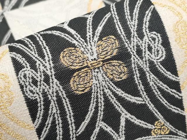 平和屋着物●極上　世界的友禅作家　千地泰弘　スリーシーズン　九寸名古屋帯　市松吉祥文　金銀糸　上代39万　逸品　未使用　CYAA4260s6