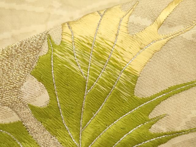 平和屋着物＊極上 夏物 アンティーク 大正ロマン 九寸名古屋帯 総刺繍 トンボ タンポポ 金銀糸 逸品 CYAA4264s6