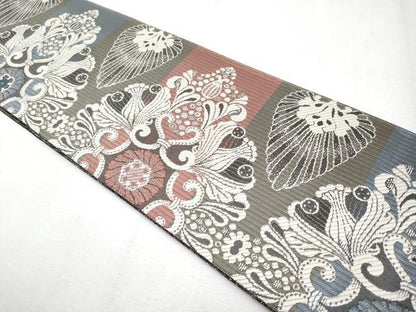 平和屋着物●極上　両面　半幅帯　花唐草文　逸品　CYAA4269s6